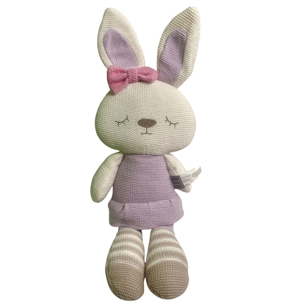Living Textiles Violet Bunny Knit Plush Rattle 16” Stuffed Animal
